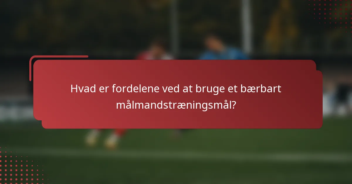 Hvad er fordelene ved at bruge et bærbart målmandstræningsmål?
